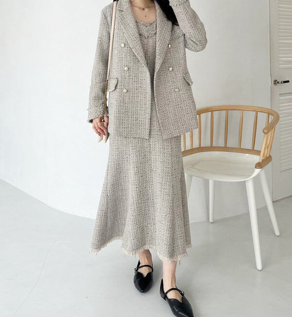  「【megumi企画】ツイードテーラードジャケット／再販売／新色追加」|テーラードジャケット|