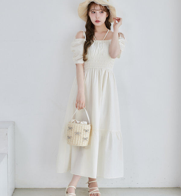  「【ウエスト細見え】シャーリングアソートワンピ」|ワンピース|