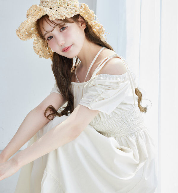  「【ウエスト細見え】シャーリングアソートワンピ」|ワンピース|