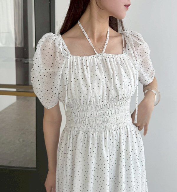  「【ウエスト細見え】シャーリングアソートワンピ」|ワンピース|