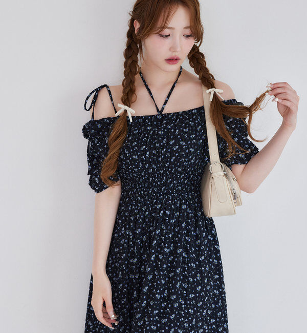  「【ウエスト細見え】シャーリングアソートワンピ」|ワンピース|