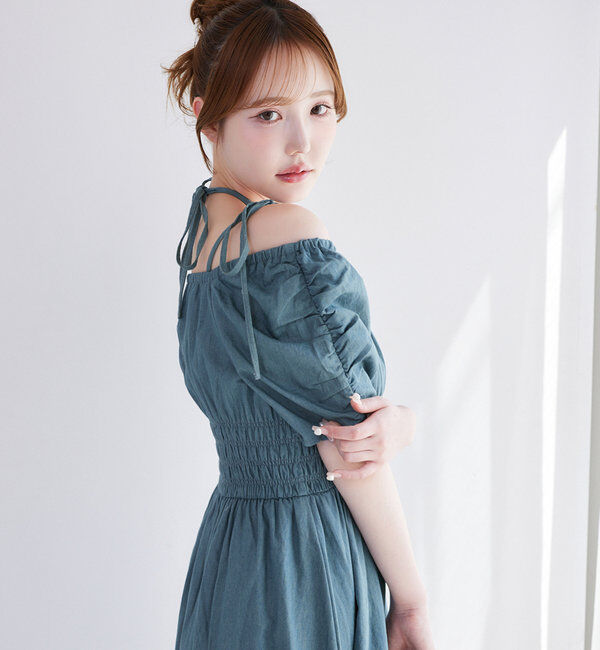  「【ウエスト細見え】シャーリングアソートワンピ」|ワンピース|