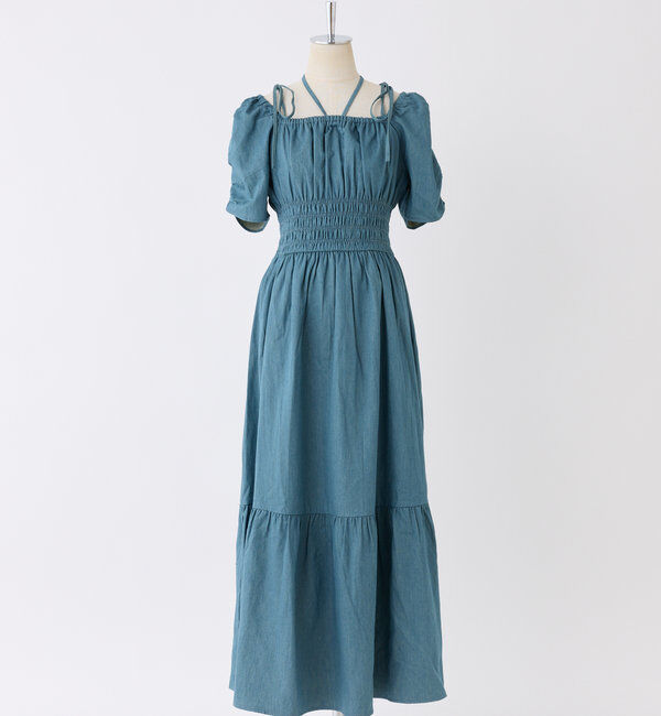  「【ウエスト細見え】シャーリングアソートワンピ」|ワンピース|