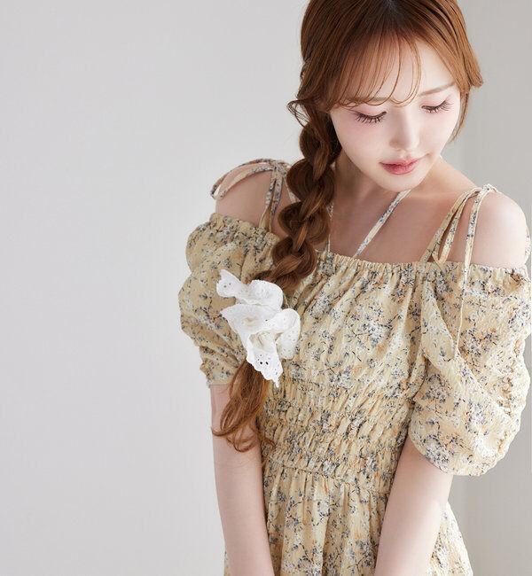  「【ウエスト細見え】シャーリングアソートワンピ」|ワンピース|