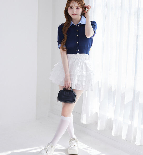  「今期トレンド/重ね襟半袖ニット」|ニット・セーター|