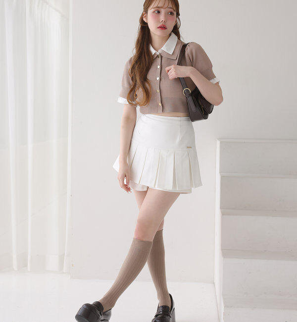  「今期トレンド/重ね襟半袖ニット」|ニット・セーター|