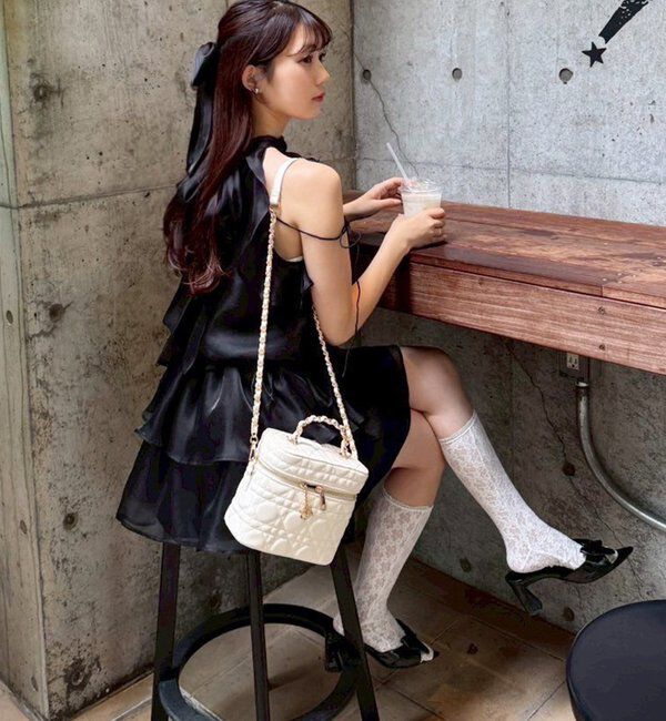  「チャーム付きキルティングバニティバッグ」|ショルダー・メッセンジャー|