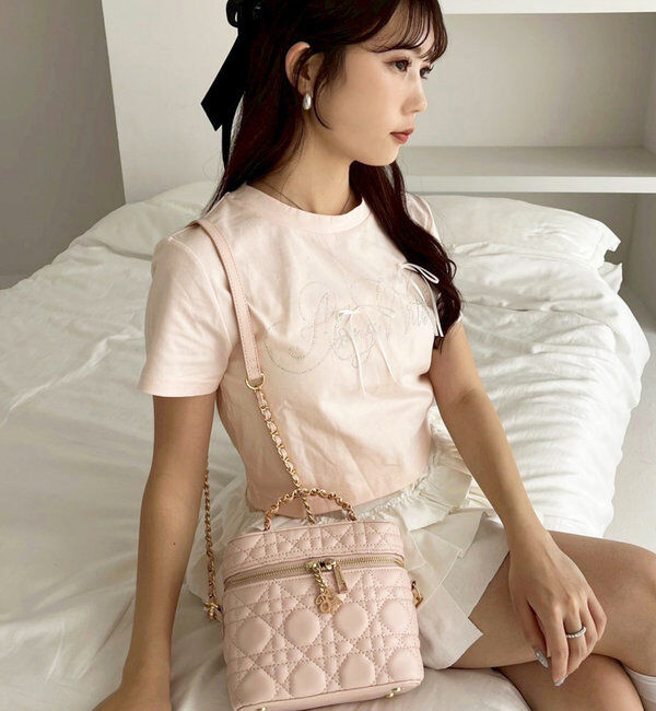  「チャーム付きキルティングバニティバッグ」|ショルダー・メッセンジャー|