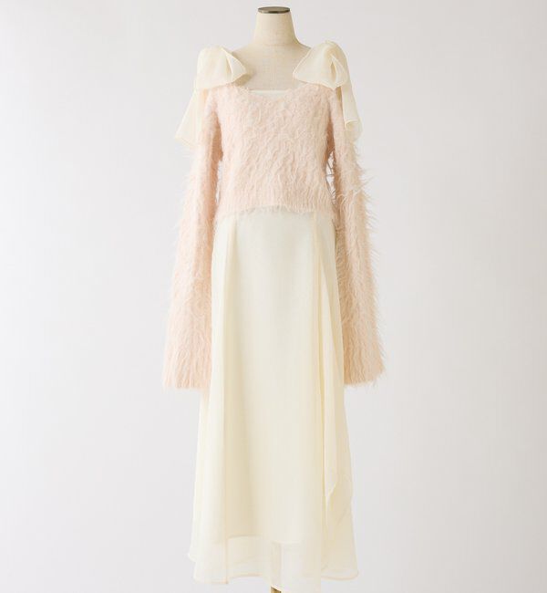  「肩リボンニットセットワンピース」|ワンピース|