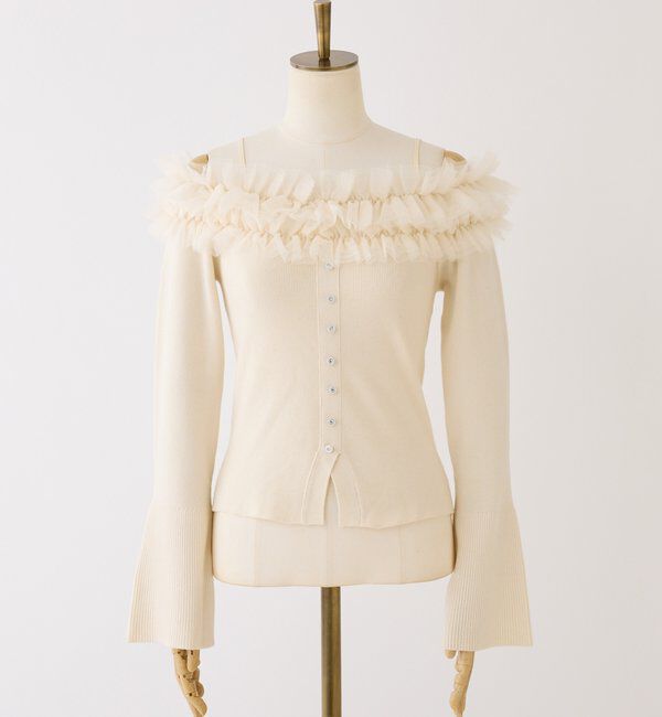  「チュールフリルオフショルニット」|ニット・セーター|