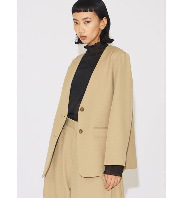 MIDIUMISOLID「MIDIUMISOLID for Ladies ベルト付きノーカラージャケット」|ノーカラージャケット|