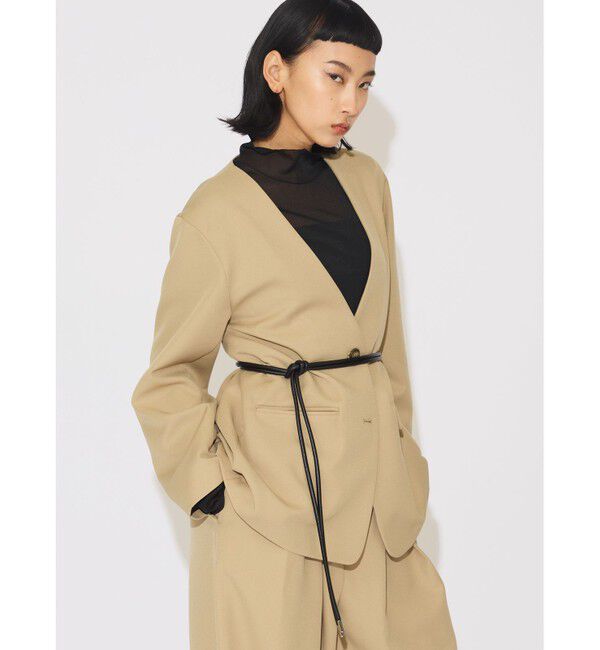 MIDIUMISOLID「MIDIUMISOLID for Ladies ベルト付きノーカラージャケット」|ノーカラージャケット|