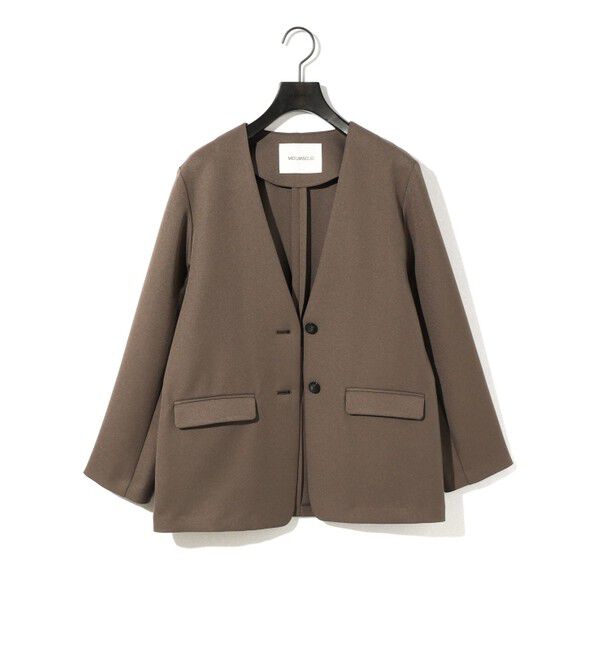 MIDIUMISOLID「MIDIUMISOLID for Ladies ベルト付きノーカラージャケット」|ノーカラージャケット|