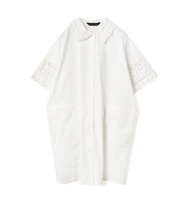 mizuiro ind「mizuiro ind バテンレースワイドシャツワンピース」|ワンピース|