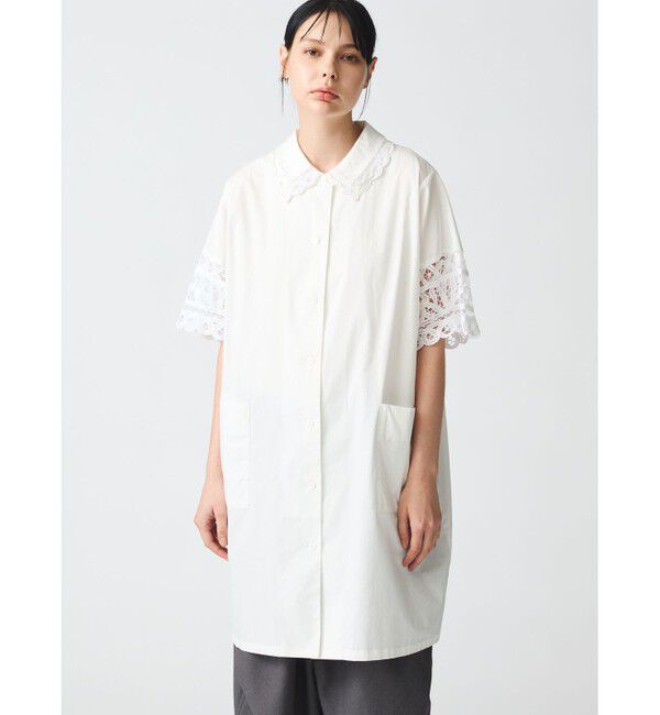 mizuiro ind「mizuiro ind バテンレースワイドシャツワンピース」|ワンピース|