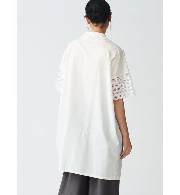 mizuiro ind「mizuiro ind バテンレースワイドシャツワンピース」|ワンピース|