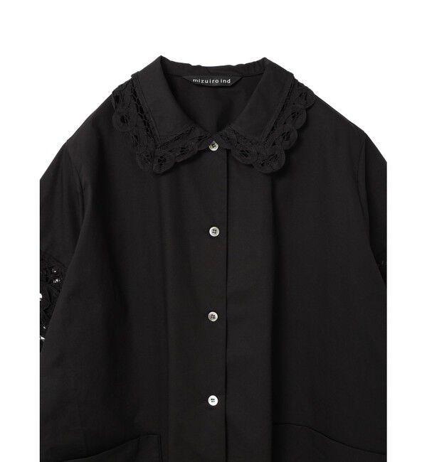 mizuiro ind「mizuiro ind バテンレースワイドシャツワンピース」|ワンピース|