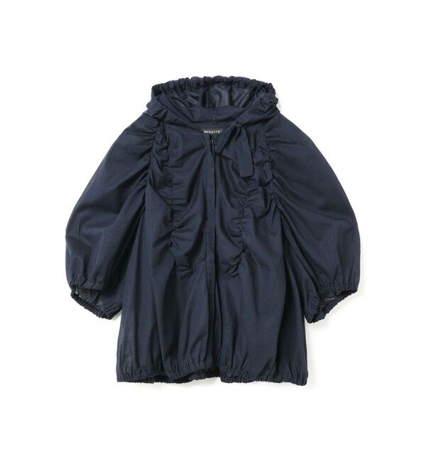 mizuiro ind「mizuiro ind ギャザーフード付きシャツ」|シャツ・ブラウス|ネイビー