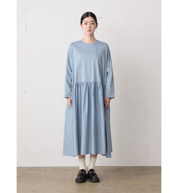 MidiUmi「MidiUmi シャンブレーギャザーワンピース」|ワンピース|ブルー