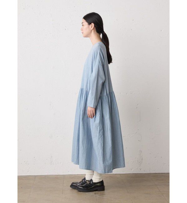 MidiUmi「MidiUmi シャンブレーギャザーワンピース」|ワンピース|