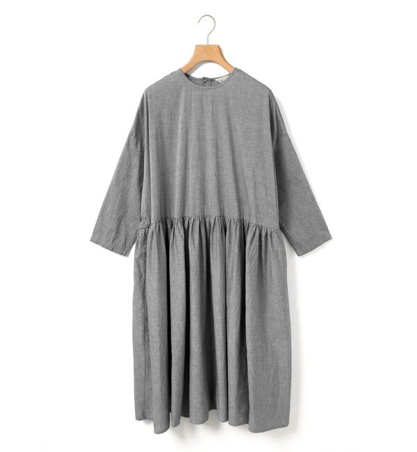 MidiUmi「MidiUmi シャンブレーギャザーワンピース」|ワンピース|ブラック