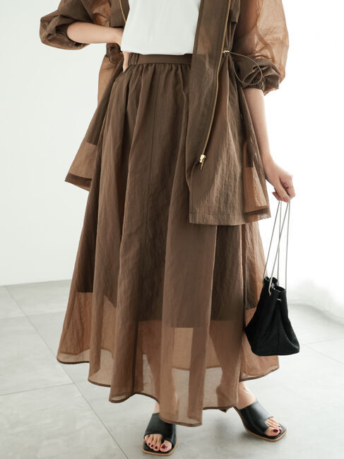 Te chichi「【撥水加工】シアーリップストップフレアスカート（セットアップ可）」|スカート|