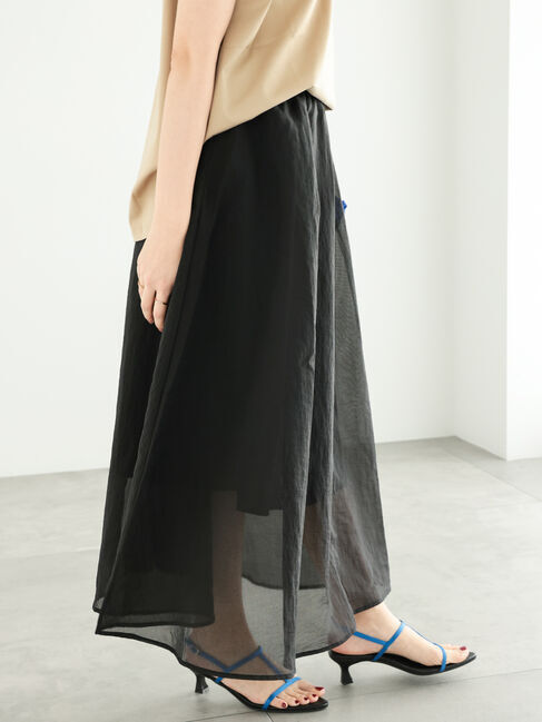 Te chichi「【撥水加工】シアーリップストップフレアスカート（セットアップ可）」|スカート|ブラック