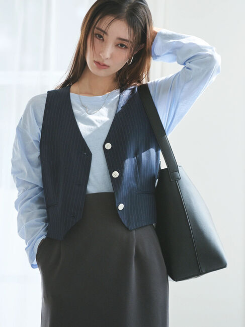 Te chichi「【宮本茉由着用】ストライプショートベスト《2025spring catalog item》」|シャツ・ブラウス|