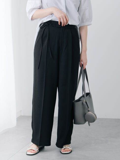 Te chichi TERRASSE「サイドリボンタックパンツ」|その他|ブラック