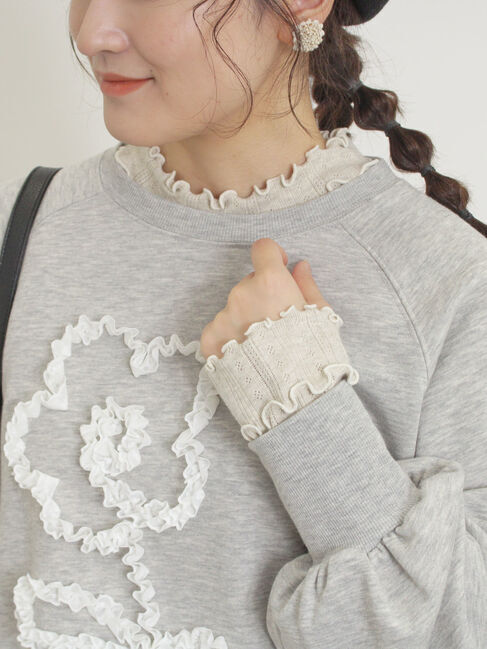 Samansa Mos2「パターンメッシュ配色メロウハイネックカットソー」|Tシャツ・カットソー|