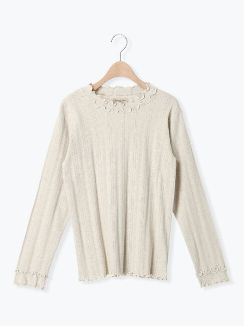 Samansa Mos2「パターンメッシュ配色メロウハイネックカットソー」|Tシャツ・カットソー|