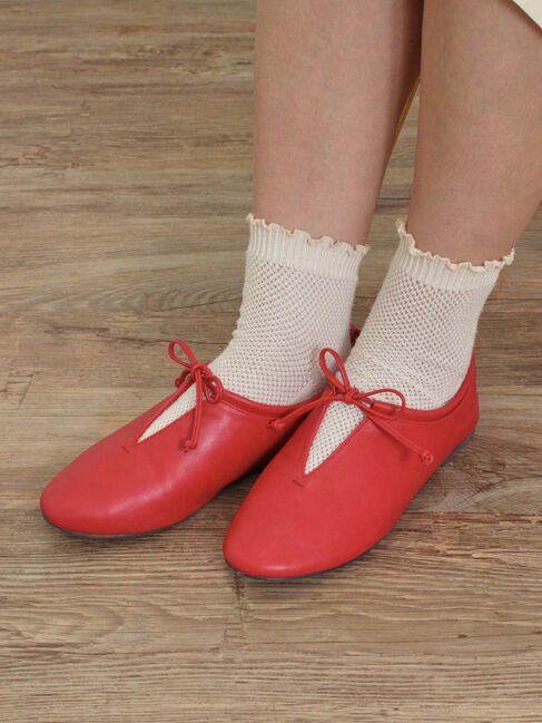 Samansa Mos2「リボンフラットシューズ」|ビジネス・ドレスシューズ|レッド