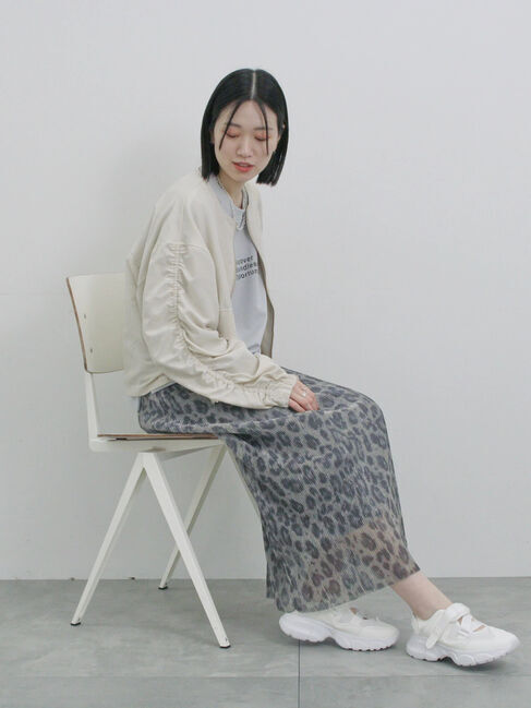 Samansa Mos2 blue「ラメプリーツアソート柄スカート」|スカート|