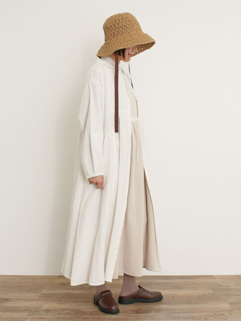 Samansa Mos2「【Cross&times;Linen】ショールカラーワンピース ≪S/Mサイズ≫」|ワンピース|オフホワイト