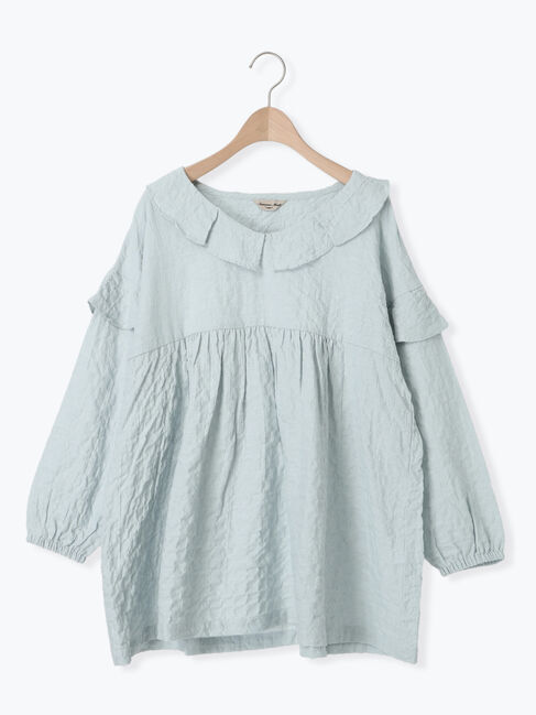 Samansa Mos2「襟フリルVネックチュニック」|シャツ・ブラウス|