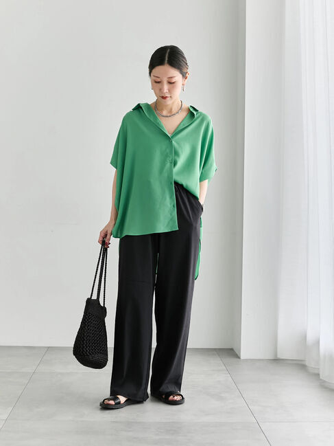 Samansa Mos2 blue「【接触冷感】ワイドイージーパンツ」|その他|