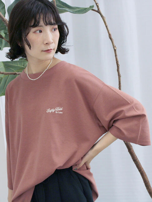 Samansa Mos2 blue「ポンチロゴ刺繍プルオーバー」|Tシャツ・カットソー|