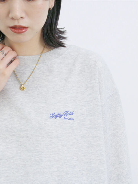 Samansa Mos2 blue「ポンチロゴ刺繍プルオーバー」|Tシャツ・カットソー|