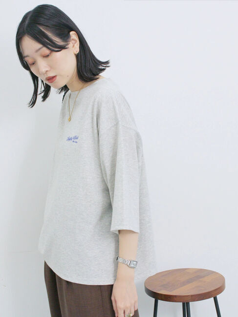Samansa Mos2 blue「ポンチロゴ刺繍プルオーバー」|Tシャツ・カットソー|