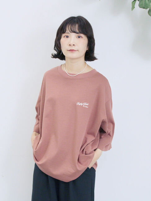 Samansa Mos2 blue「ポンチロゴ刺繍プルオーバー」|Tシャツ・カットソー|