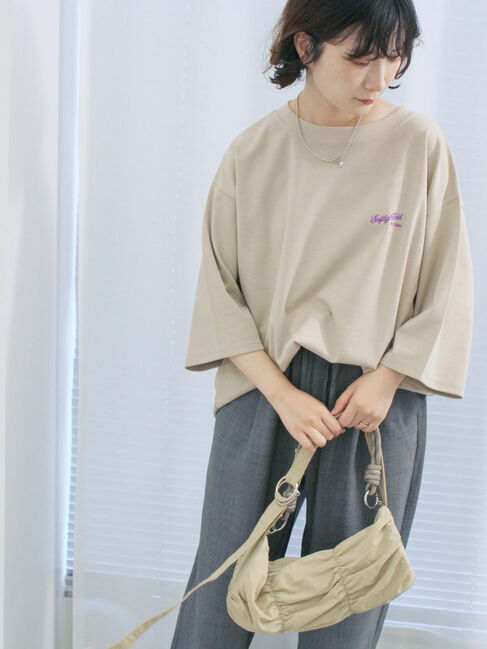 Samansa Mos2 blue「ポンチロゴ刺繍プルオーバー」|Tシャツ・カットソー|