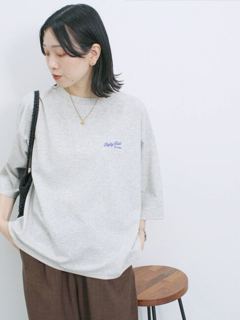 Samansa Mos2 blue「ポンチロゴ刺繍プルオーバー」|Tシャツ・カットソー|