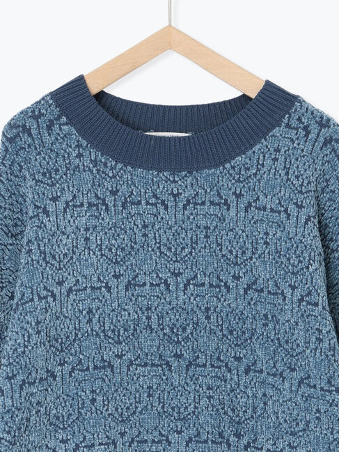 Samansa Mos2 blue「ジャカードモールニットプルオーバー」|ニット・セーター|