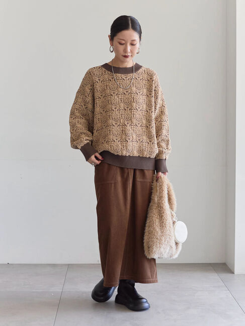 Samansa Mos2 blue「ジャカードモールニットプルオーバー」|ニット・セーター|