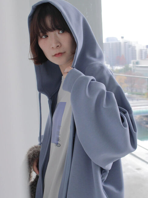 Samansa Mos2 blue「ダンボールジップパーカー」|Tシャツ・カットソー|