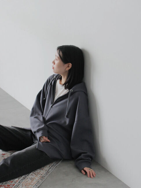 Samansa Mos2 blue「ダンボールジップパーカー」|Tシャツ・カットソー|