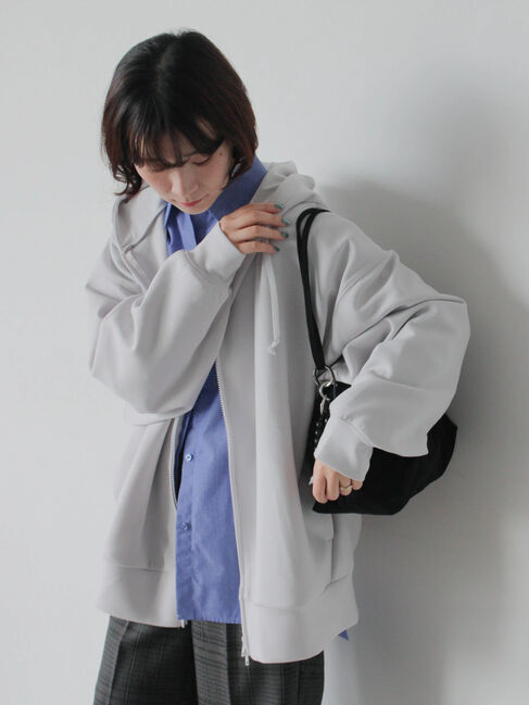 Samansa Mos2 blue「ダンボールジップパーカー」|Tシャツ・カットソー|