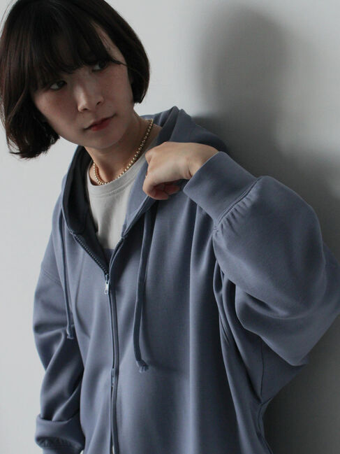 Samansa Mos2 blue「ダンボールジップパーカー」|Tシャツ・カットソー|