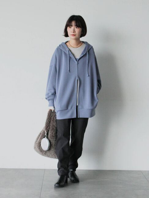 Samansa Mos2 blue「ダンボールジップパーカー」|Tシャツ・カットソー|