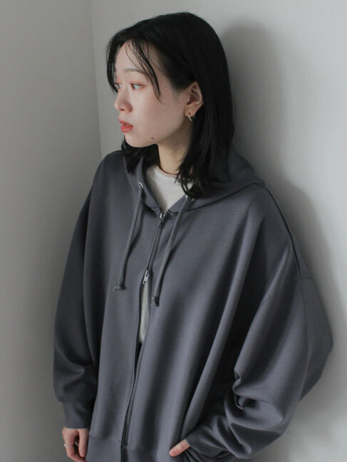 Samansa Mos2 blue「ダンボールジップパーカー」|Tシャツ・カットソー|